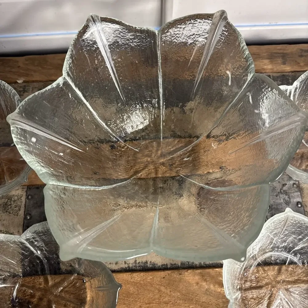 Vintage Pilgrim Glass 5 Piece Salad Bowl Set Hand-Blown